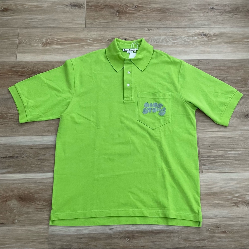 Acne Studios Exgo Bubble Logo Polo Lime Green XS